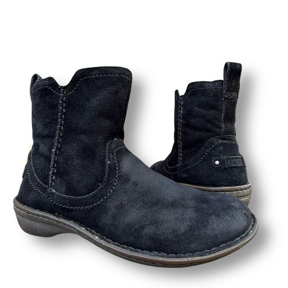 UGG Neevah Shearling Lined Short Ankle Women's Black Suede Size 8 Winter Casual - Picture 5 of 14